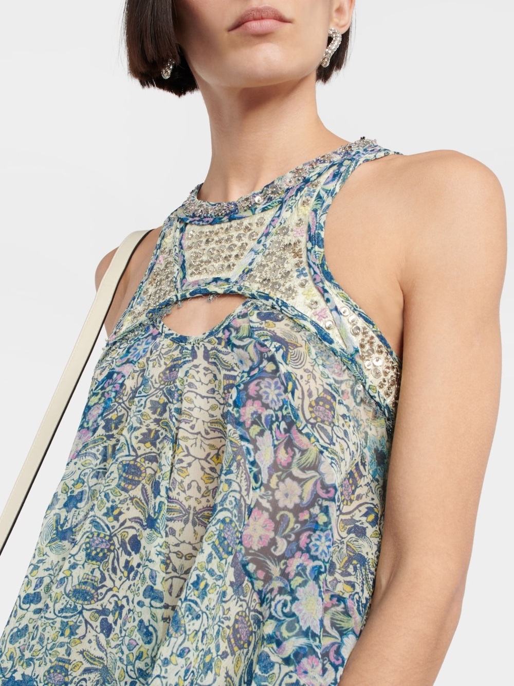 Isabel Marant Onyle embellished cutout silk chiffon top - Picture 2 of 9